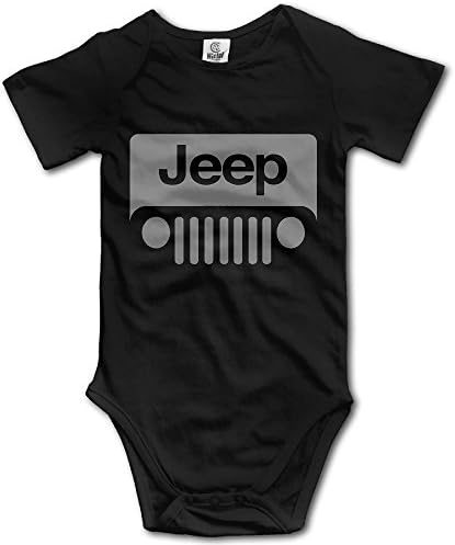 KAOMAOXI Baby Onesies Jeep Grey Logo On A Black Infant Baby Short Sleeves Vest Rompers