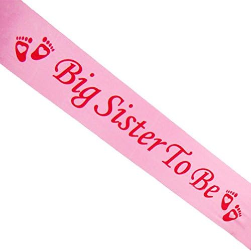Yeefant Soft and Durable Polyester ✩Big Sister To Be✩ Party Sash Shoulder Strap Banner for Mummy Nanny Aunty Grandma Big Sister,61x3.7 Inch,Pink