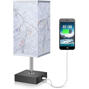 USB Table Lamp, Ambimall Bedside Lamp with USB Charging Port and Pull