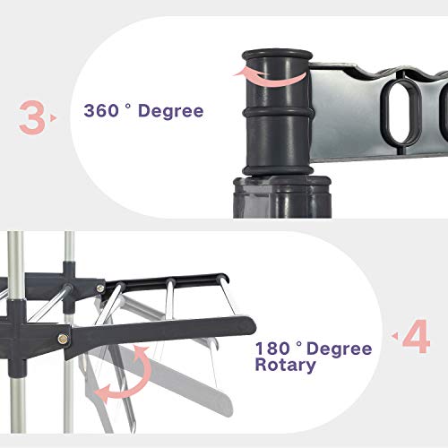 image for SUPJOO Clothes Drying Rack for Laundry 3 Tier,Rolling Garment Rack wit