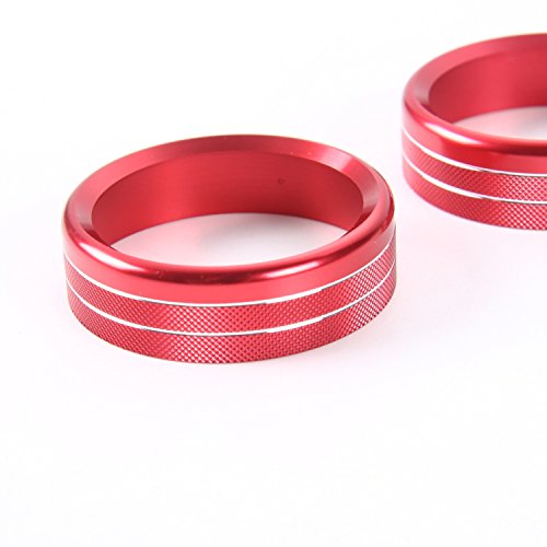 Car Interior Accessories Air Conditioner Audio Switch Decorative Ring Button Cover for Ford F150 2016 2017 XLT (4pcs-Red) - Thumbnail 3