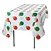 Red and Green Holiday Snow Flake Design 1 Pack Premium Disposable Plastic Tablecloth 54 Inch. x 108 Inch. Rectangle Table Cover By Grandipity
