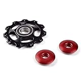 HCDjgh ღ Bicycle Replacement Router bit Guide Bearing ღ 11 Tooth Aluminum Alloy Tension Wheel Jockey Rear derailleur Pulley Bearing,Bike Accessories Phone Holder