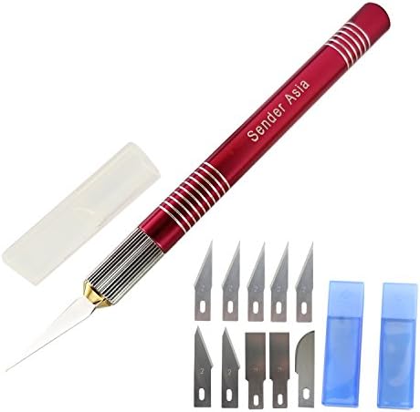 4inLoveMe Craft Knife Set Aluminum Grip Precision with Safety Cap and Craft Blades for Art, Hobby, Scrapbooking and Sculpture (10mm Rose Pink)