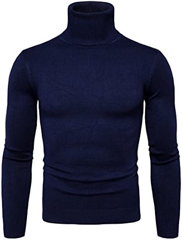 CCZZ Men's Turtleneck Roll Neck Knitted Jumper Warm Slim Fit Sweater