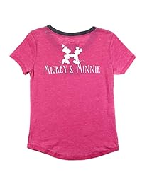 Disney Minnie & Mickey Mouse - Camiseta de manga corta para niña con impresión frontal y trasera
