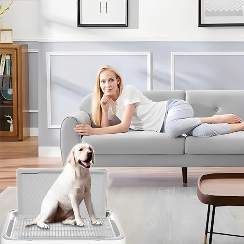 Beauenty Pee Pad Holder for Dogs, 19.69"X15.35" Dog Potty Tray with Raised Edge, Indoor Dog Litter Box for Small to Large Pets, Eco-Friendly & Easy to Clean