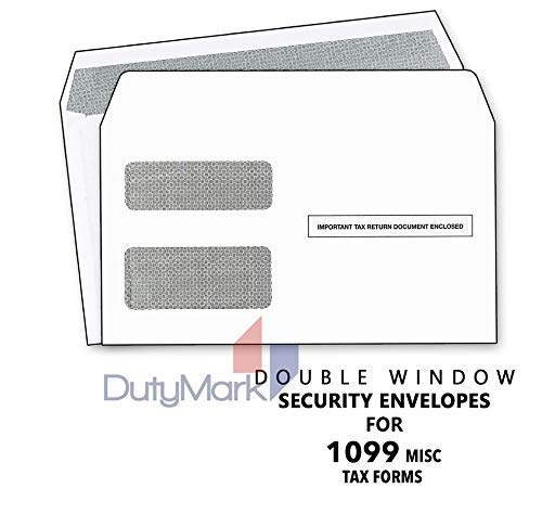 100 Tax Envelopes Self-Seal for 1099 MISC and 1099-R & DIV - INT Double-Window Security for Quickbooks or Tax Software - 5 5/8 Inch x 9 Inch,100pk