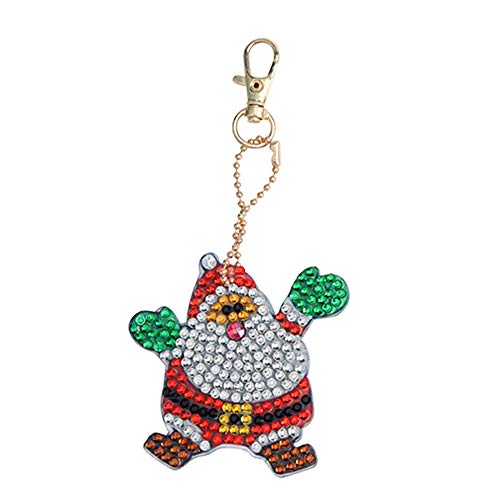 Businda 5 Pack Christmas DIY Keychains with Elders, Diamond Painting 5D Mosaic Making Full Drill Special Shape Diamond Painting Pendant Decor for Art Craft Key Ring Phone Charm Bag Decor(Elders)