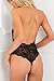 ALLoveble Lingerie for Women Sexy One Piece Lace Teddy Backless Babydoll Bodysuit with Deep V Neck (Black, S)