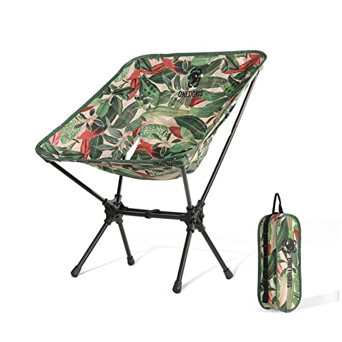 OneTigris PROMENADE Folding Camping Chair, 150kg Capacity Compact Outdoor Chair for Camping Hiking Garden Travel Beach Picnic Lightweight Backpacking (Tropic)