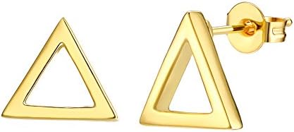 Hollow Triangle Shape Stud Earring for Women (Gold)