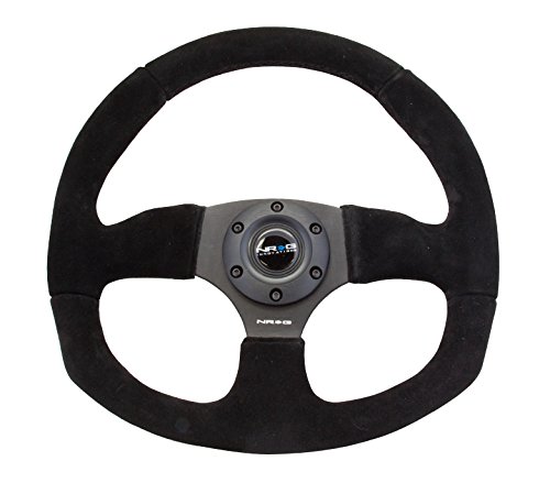 NRG 320mm Sport Suede Steering Wheel Oval with Red Stitching