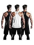 DRSKIN Men's 3 Pack Dry Fit Y-Back Gym Muscle Tank Mesh Sleeveless Top Fitness Training Cool Dry Athletic Workout