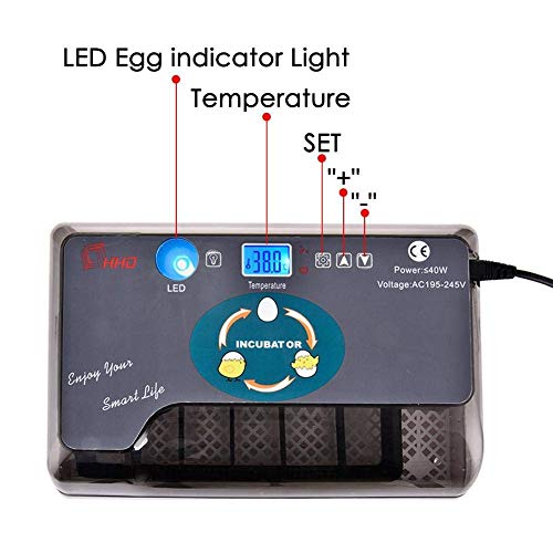 WLDOCA Vollautomatische Brutmaschine 12 Eier Digitale Inkubatoren, LED-Anzeigen Temperaturregelung Automatisches Drehen… – Bild 7