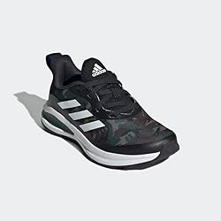 adidas Fortarun Running Shoe, Black/White/Green