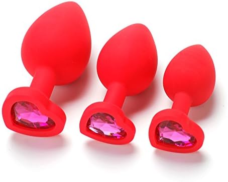 QXFF 3pcs Silicone Anales Trainer Kit- Back Massage Toys(Red Rose red)