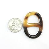 Marycrafts Size 3 Black Amber Buffalo Horn Scarf Ring Handmade 4.5x3.1 Cm