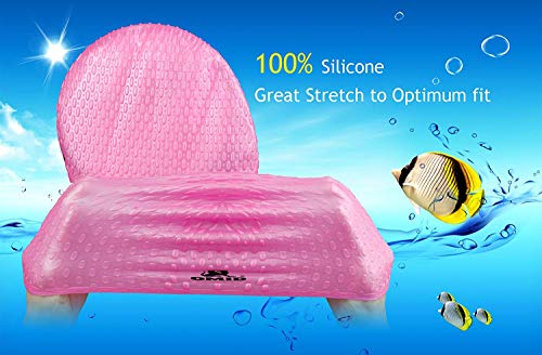 Msicyness Swim Cap for Long/Curly Hair 100% Silicone Swimming Hat for Adult Swimming Pool Laps Latex Rubber Reduce Water Intake Men Women UV Guys Girl Bathing Cap - Thumbnail 4