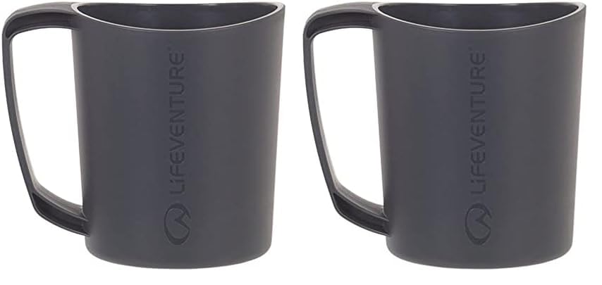 Lifeventure Ellipse Reusable Big Mug for Camping, Travel & Outdoor - Graphite, 450ml (Pack of 2)