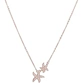 NewZenro Dainty Starfish CZ Rose Gold Plated Choker Pendant Necklace for Women Boho Simple Crystal Ocean Charm Necklaces Adjustable Chain Fashion Beach Hawaiian Summer Holiday Jewelry Gifts 17"