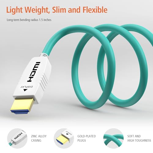 RUIPRO HDMI 2.1 Cable Fiber Optic 8K 20M, Ultra High Speed 48Gbps, Supports 8K@60Hz, 4K@120Hz, Dynamic HDR, eARC, HDCP 2.2, Compatible with PS5, Xbox, TV, Projector, Monitor, Home Cinema