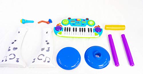 O.B Toys&Gift Musical Kids Electronic Keyboard 24 Key Piano Music Instruments w/ Microphone & Stool , Organ for Kids (Blue) - Thumbnail 5