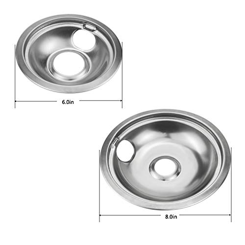 4 Pack Stainless Steel Reflector Bowls Universal Drip Pan Kits Gas Stove Burner Rings for Whirlpool W10278125