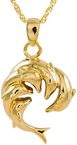 Dolphins - 14K Gold Plated Cremation Jewelry