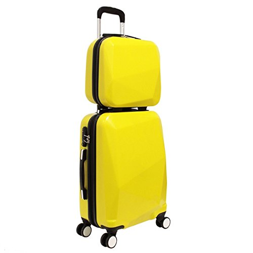 2 Piece Yellow Hardcover Briefcase, Carryon Spinner Luggage Set, Signature, Solid
