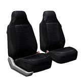 FH-FB107102 Trendy Corduroy Bucket Seat Covers, Airbag compatible and Split Bench, Black color