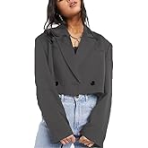 Womens Cropped Blazer Business Casual Lightweight Long Sleeve Suit Jacket Work Office Blazer for Women