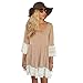 MIXMAX Bohemian Lace Splice Loose Tunic Dress (X-Large, khaki)