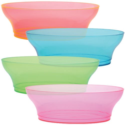 Party Dimensions 20 Count Plastic Bowl, 10-Ounce, Neon mix