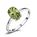 JewelryPalace Class Natural Gemstone Green Peridot Birthstone Solitaire Engagement Rings for Women, Anniversary 14K Gold Plated 925 Sterling Silver Promise Rings for Her Size 7