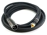 Monoprice XLR Male to RCA Male Cable - 10 Feet - Black with E21Gold Plated Connectors | 16AWG Shielded Twisted Pair Oxygen-Free Copper Braid Conductors - Premier Series