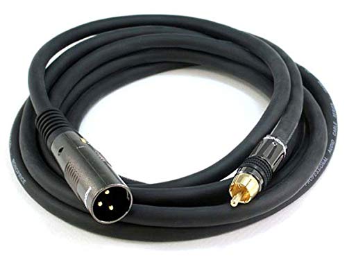 Monoprice XLR Male to RCA Male Cable - 10 Feet - Black with E21Gold Plated Connectors | 16AWG Shielded Twisted Pair Oxygen-Free Copper Braid Conductors - Premier Series