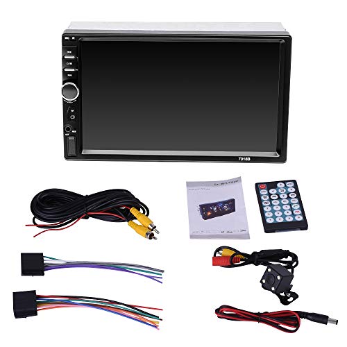 Aigoss Car Stereo Bluetooth MP5 Video Digital Player 7" Touch Screen 2 Din Car Radio Wireless Remote Control Hands Free Multimedia with Rear-View Camera, Support Backup/TF/FM/AUX/USB