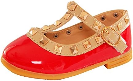 Kids Conda Girls Toddler Princess Shoes - Little Kids Mary Jane Studded Shoes ,12M Little Kid / RED