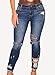 Sidefeel Women Casual Denim Destroyed Stretchy Ripped Skinny Jeans X-Large Dark Blue