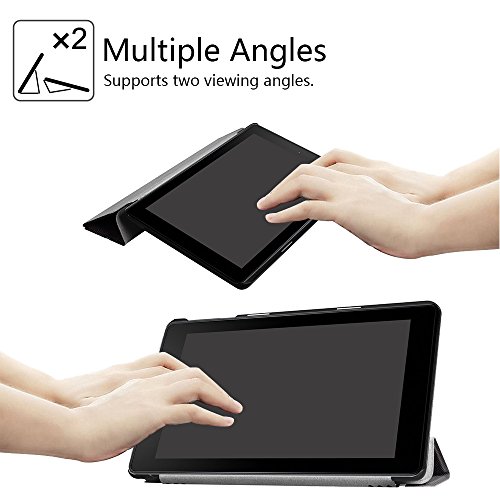 HD 8 Case,LittleMax(TM) PU Leather Lightweight Case Folding Stand Cover with Auto Wake / Sleep Slim Shell for Amazon Kindle Fire HD 8 (6th Gen 2016 & 7th Gen 2017) 8"version-02 Dandelion - Thumbnail 4