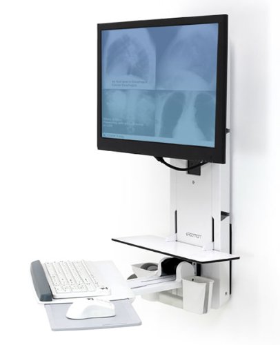 Ergotron StyleView Sit-Stand Vertical Lift Patient Room for 24" LCD Display / Keyboard / Mouse / Bar code Scanner - White