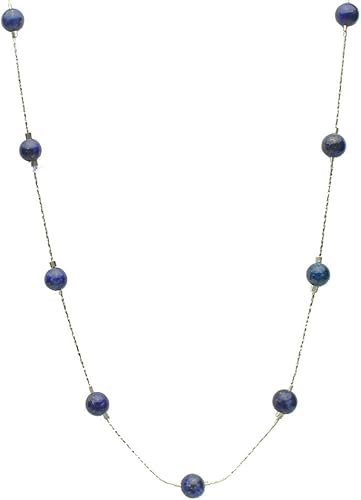 20+2 Extender 2-Strand Blue Lapis Stone Beads Sterling Silver Box Chain Necklace