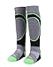 Kids Full Terry Snow Ski Socks Lightweight Warm Merino Wool Skiing Socks Skating Sock, Lime/Black/Charcoa Little Boy Ski Socks, 6-8 Years