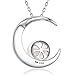 MEGA CREATIVE JEWELRY Moon Pearl White Freshwater 925 Sterling Silver Pendant Necklace for Women with Crystals Jewelry Gifts for Mom Wife Her