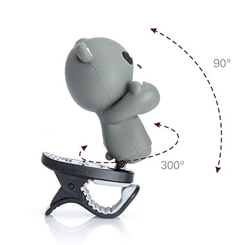 Guitar Tuner Clip-On with LCD Display for All String Instruments with Bass, Ukulele,Violin Accessories (bear-grey)