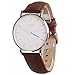 Aurora Men's Casual Business Analog Quartz Waterproof Wrist Watch with Light Brown Leather Band-Silver