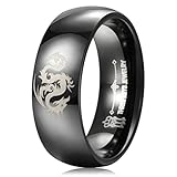THREE KEYS JEWELRY Mens Tungsten Rings 8mm Galaxy Series Imitated Meteorite Opal Inlay Unisex Wedding Bands