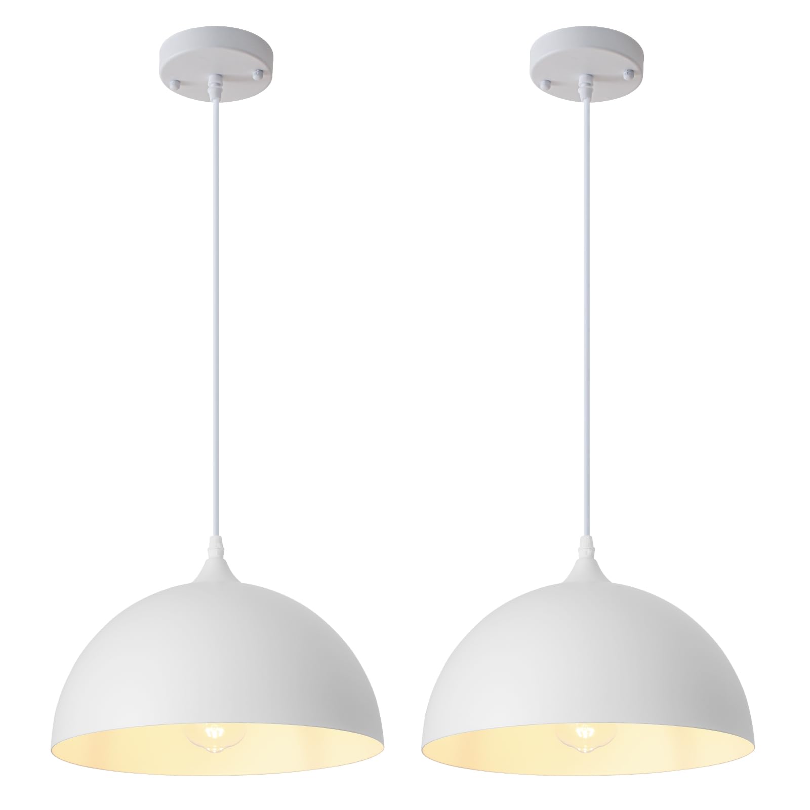 Photo 1 of SESIMENT White Farmhouse Pendant Light 11.8inches 2 Packs, Kitchen Pendant Lights, Industrial Pendant Light, Pendant Lights Kitchen Island for Living Room, Bedroom, Dinning Room, Office