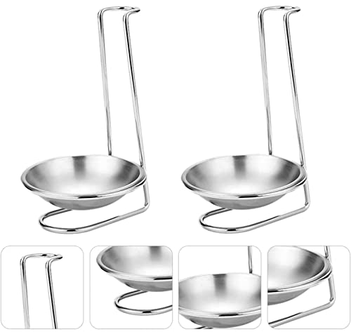 2pcs Stainless Steel Double Ladles Holder Vertical Spoon Rest Cooking Utensils Stand Tray or Hotpot Restaurant, Buffet, Fast Food Restaurant Kitchen Decor